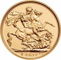 (№2015) Монета Великобритания 2015 год 1/2 Sovereign (Королева Елизавета II половина суверенной)